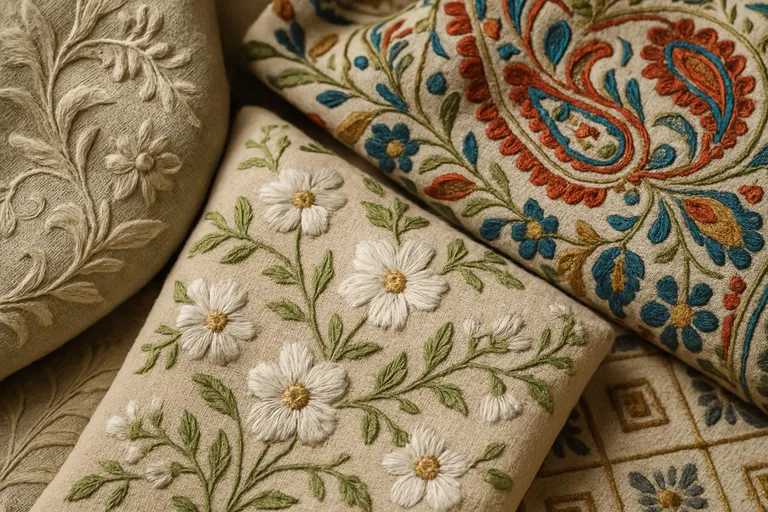 Soorten geborduurde stof en toepassingen